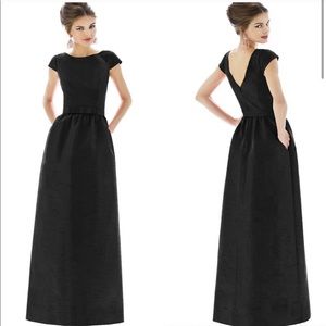 Alfred Sung Cap Sleeve Dupioni Full Length Gown